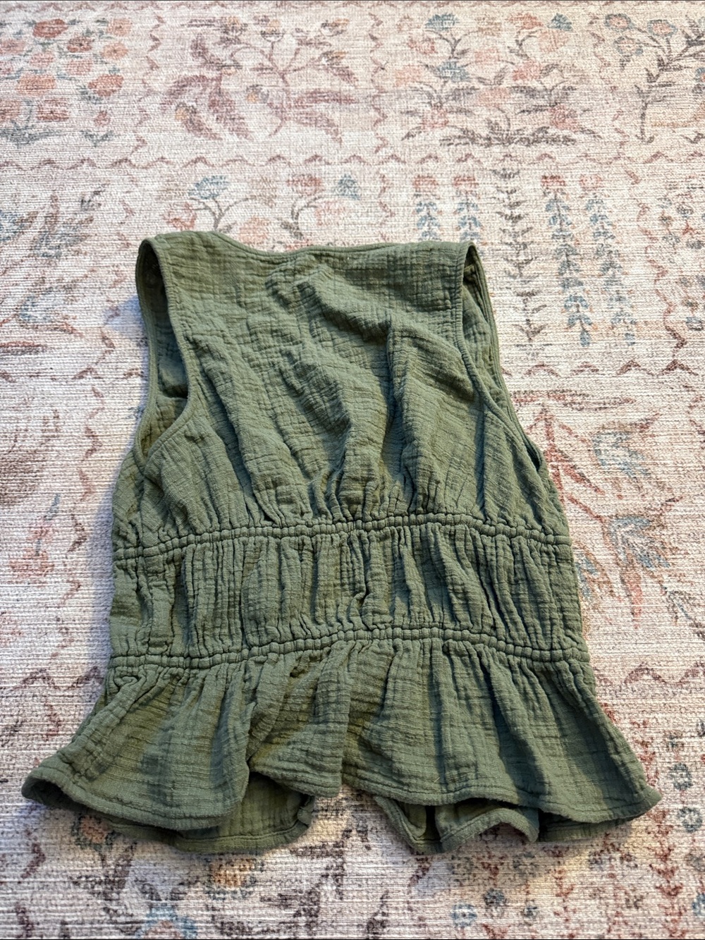 aerie Olive Drawstring Ruffle Vest Tank - Picture 3 of 3